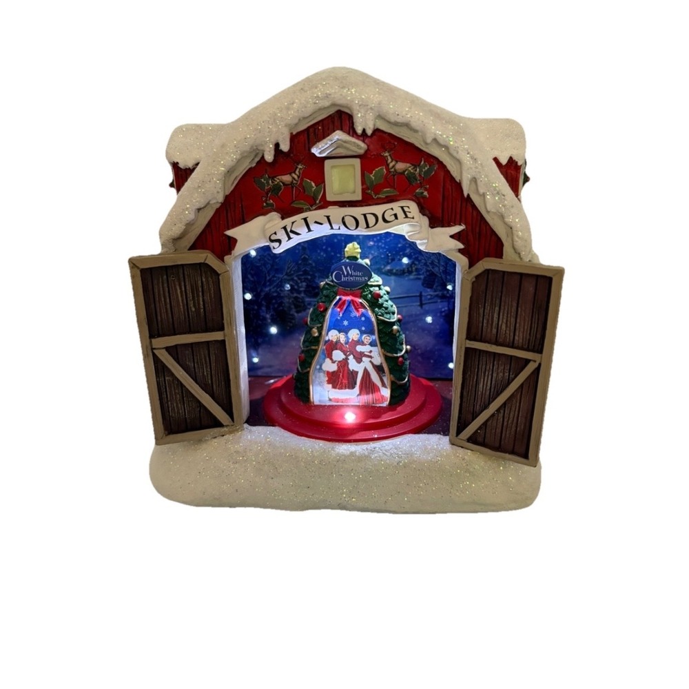 RARE Hawthorne Village White Christmas Ski Lodge Musical Light Up 2010 READ